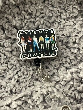 Friend's Don't Lie Black Enamel Badge Reel Key & Card Holder